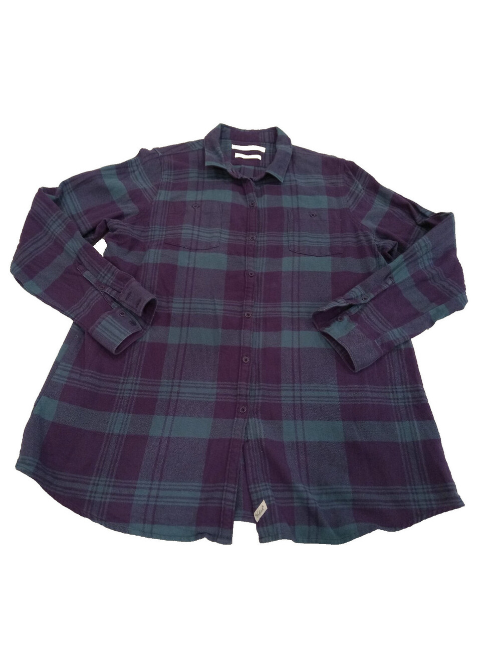 Woolrich Pemberton Flannel Shirt Womens XL Blue Purple Plaid Button Down Regular